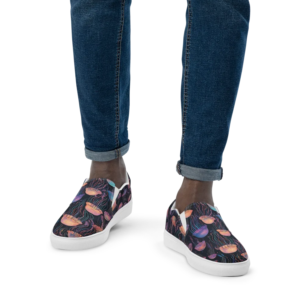 Luminous Medusa on Men's Slip-On Canvas Shoes — Front