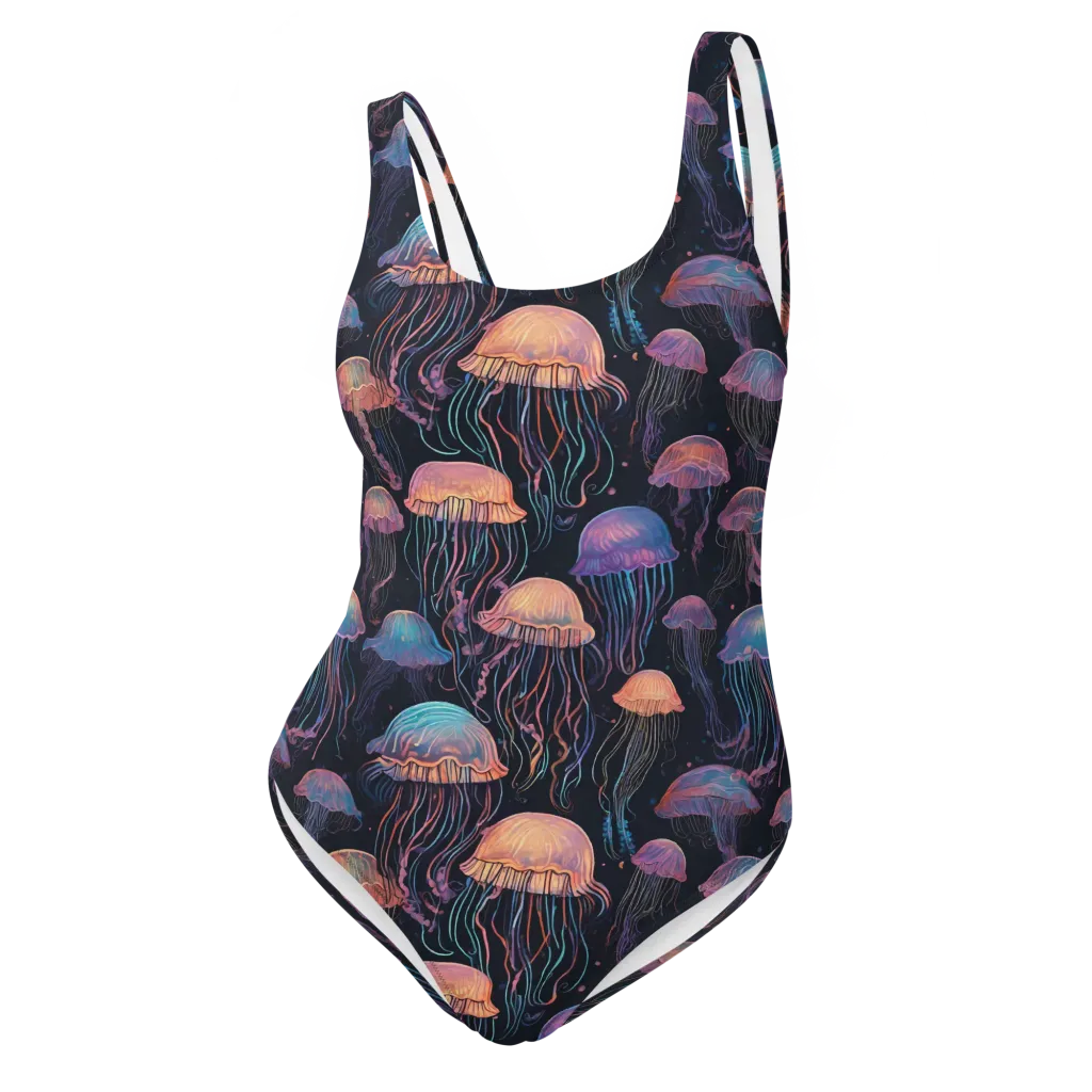 Luminous Medusa on One-Piece Swimsuit — Front
