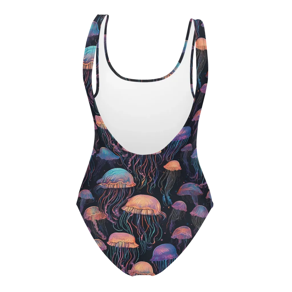 Luminous Medusa on One-Piece Swimsuit — Back