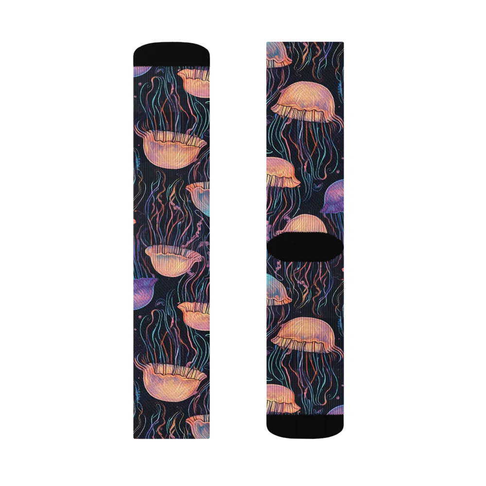 Luminous Medusa on Socks — Left Sock