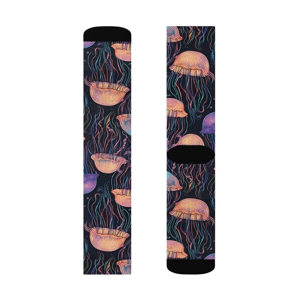 Luminous Medusa on Socks — Right Sock