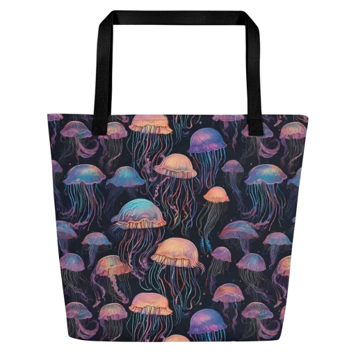 Luminous Medusa on a Large Tote Bag W/ Pocket