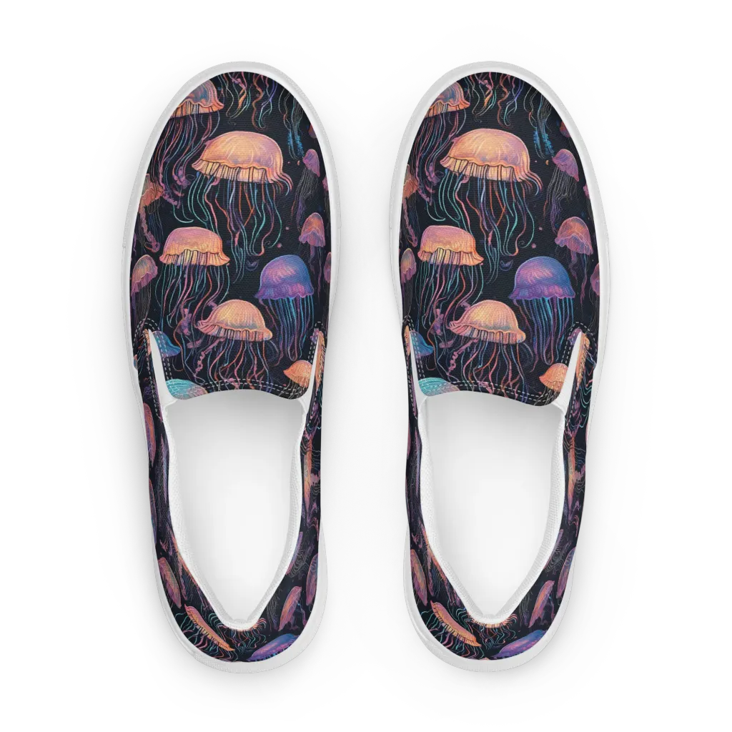 Luminous Medusa on Women's Slip-On Canvas Shoes — Front
