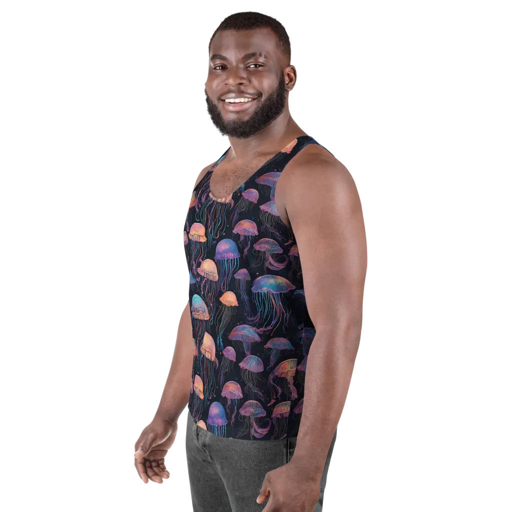 Luminous Medusa on Men's Tank Top — Left Front