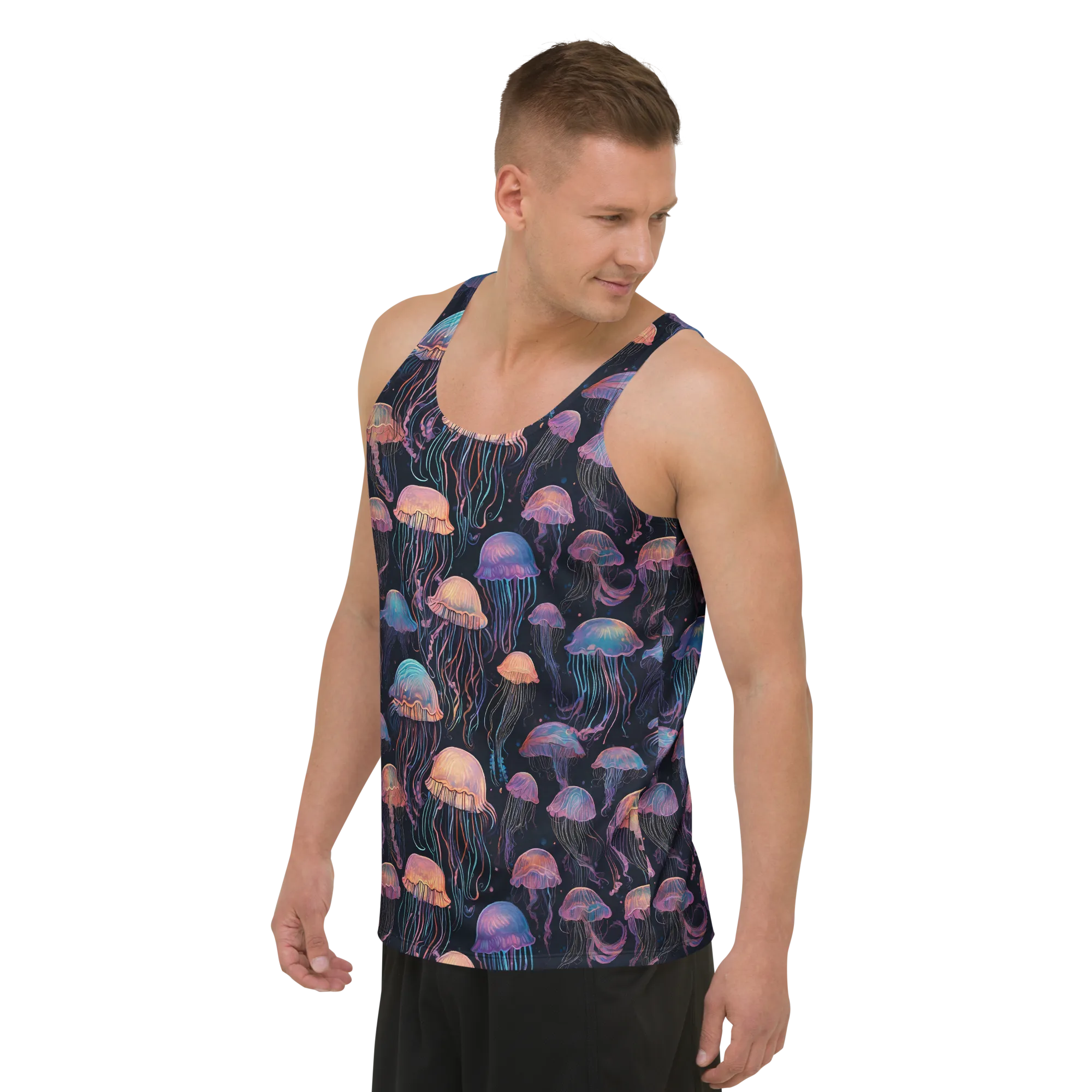 Luminous Medusa on Men's Tank Top — Left Front