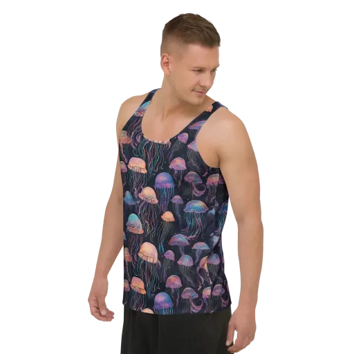 Luminous Medusa on a Men's Tank Top