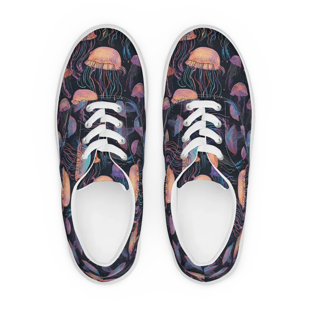 Luminous Medusa on Men's Lace-Up Canvas Shoes — Front