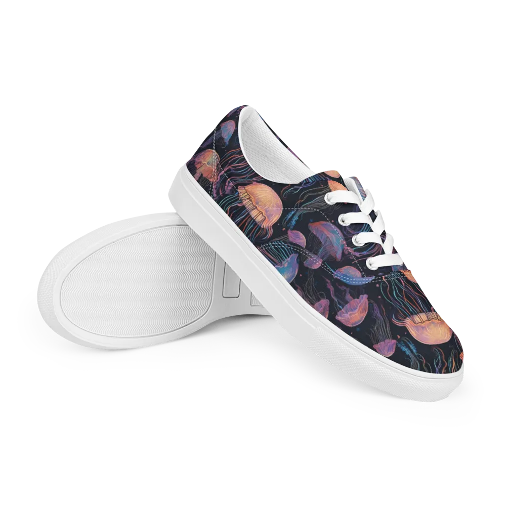 Luminous Medusa on Men's Lace-Up Canvas Shoes — Right Front
