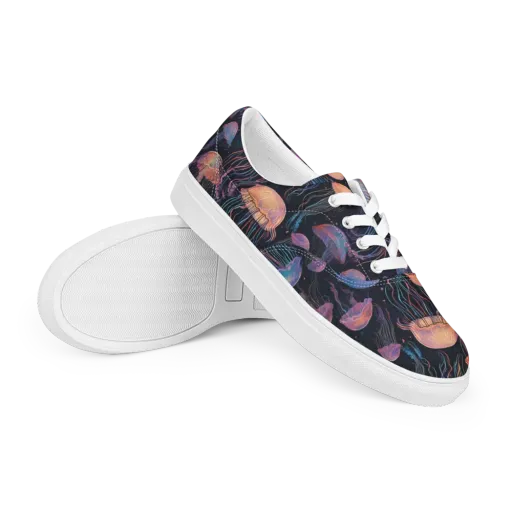 Luminous Medusa on a Men's Lace-Up Canvas Shoes