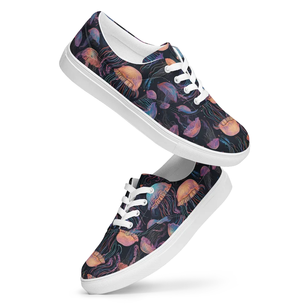 Luminous Medusa on Men's Lace-Up Canvas Shoes — Front