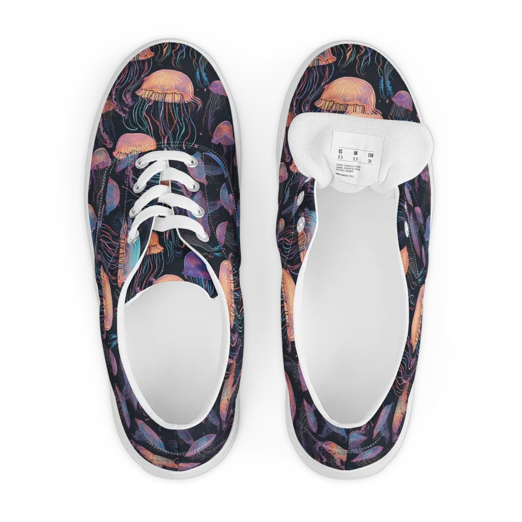 Luminous Medusa on Men's Lace-Up Canvas Shoes — Front