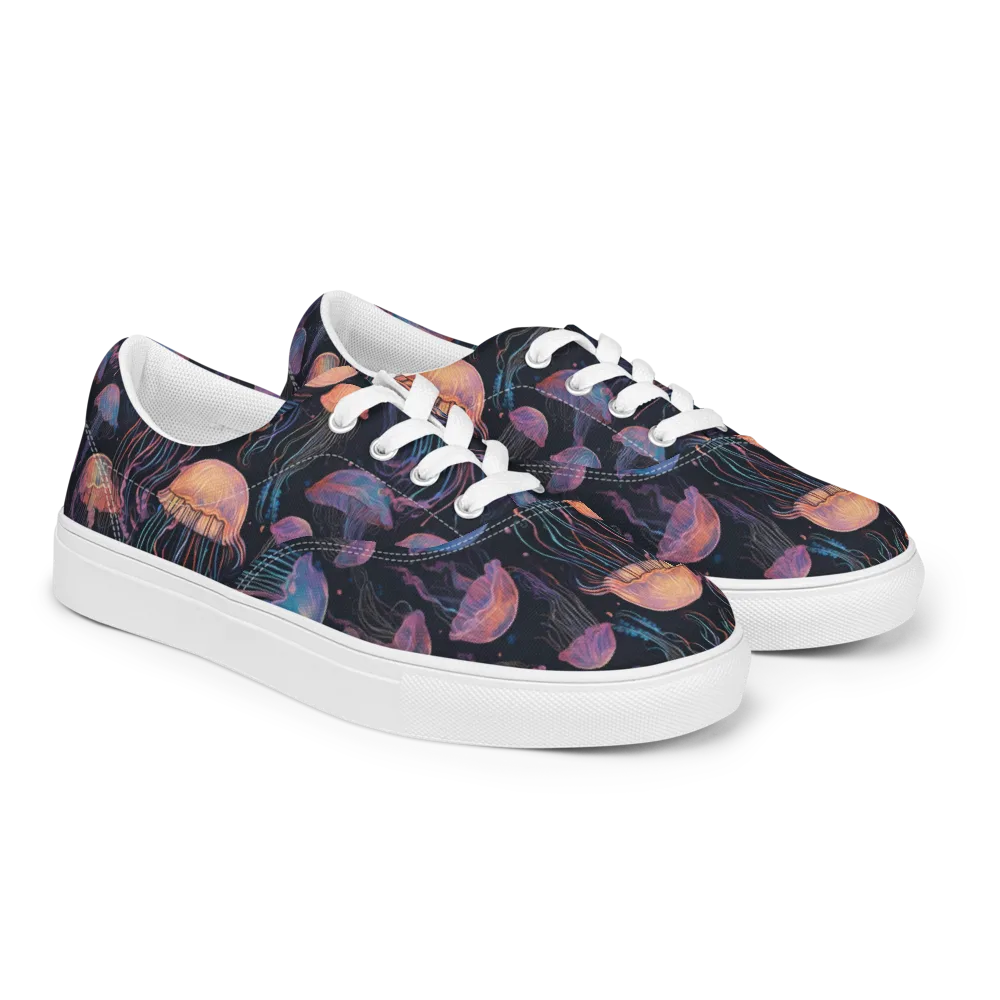 Luminous Medusa on Men's Lace-Up Canvas Shoes — Right Front