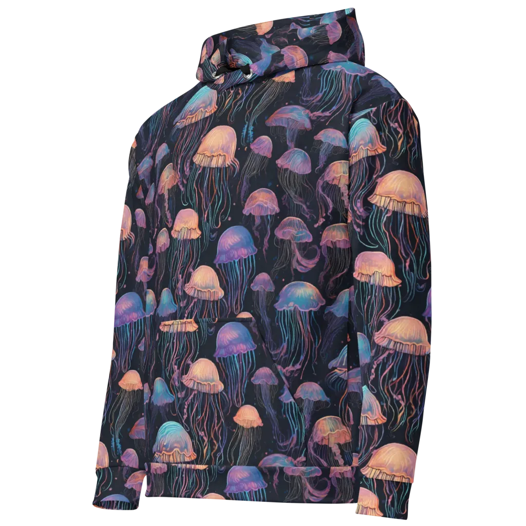 Luminous Medusa on Cotton Hoodie — Left Front