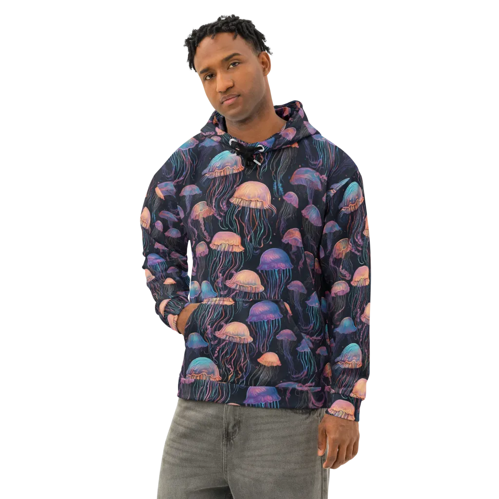 Luminous Medusa on Cotton Hoodie — Left Front