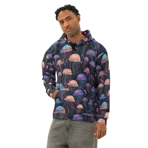 Luminous Medusa on a Cotton Hoodie