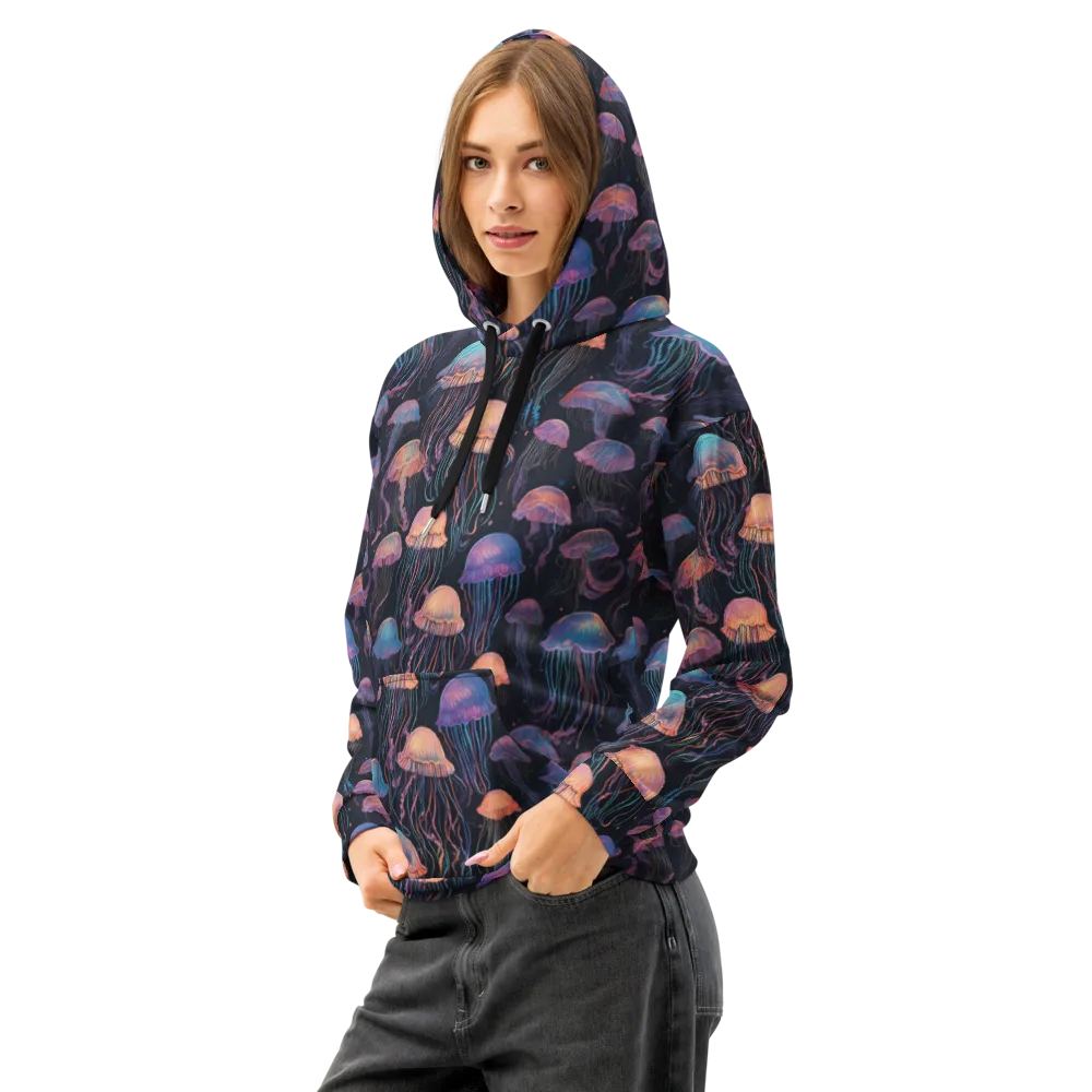 Luminous Medusa on Cotton Hoodie — Left Front