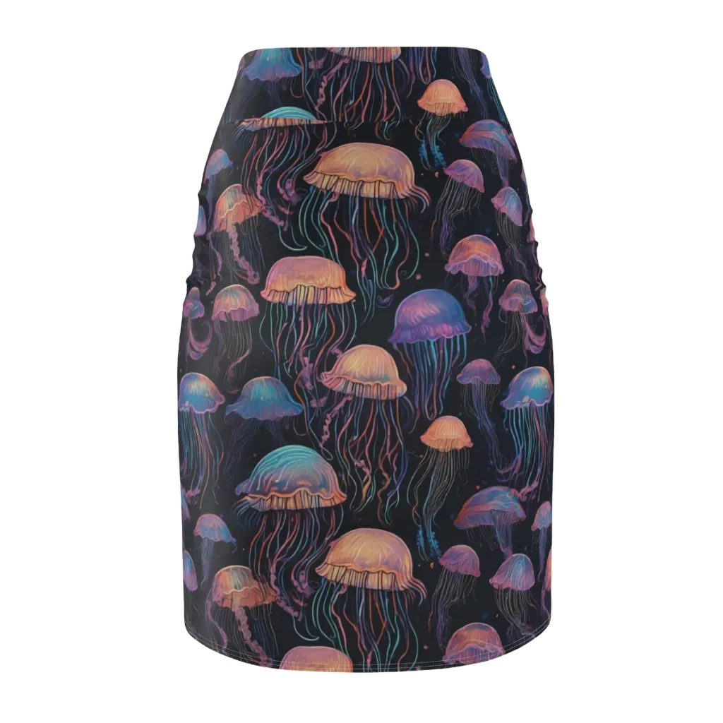 Luminous Medusa on Pencil Skirt — Back