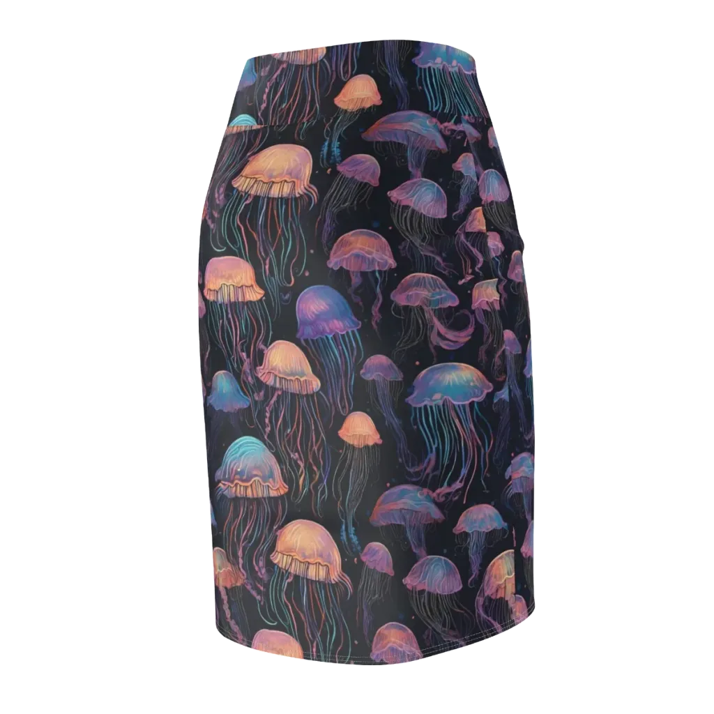 Luminous Medusa on Pencil Skirt — Back Side