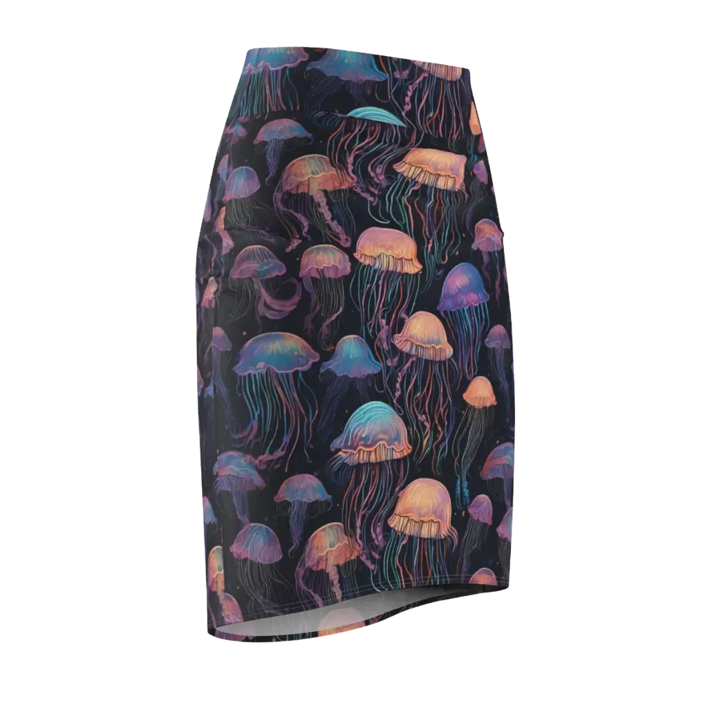Luminous Medusa on Pencil Skirt — Front Side