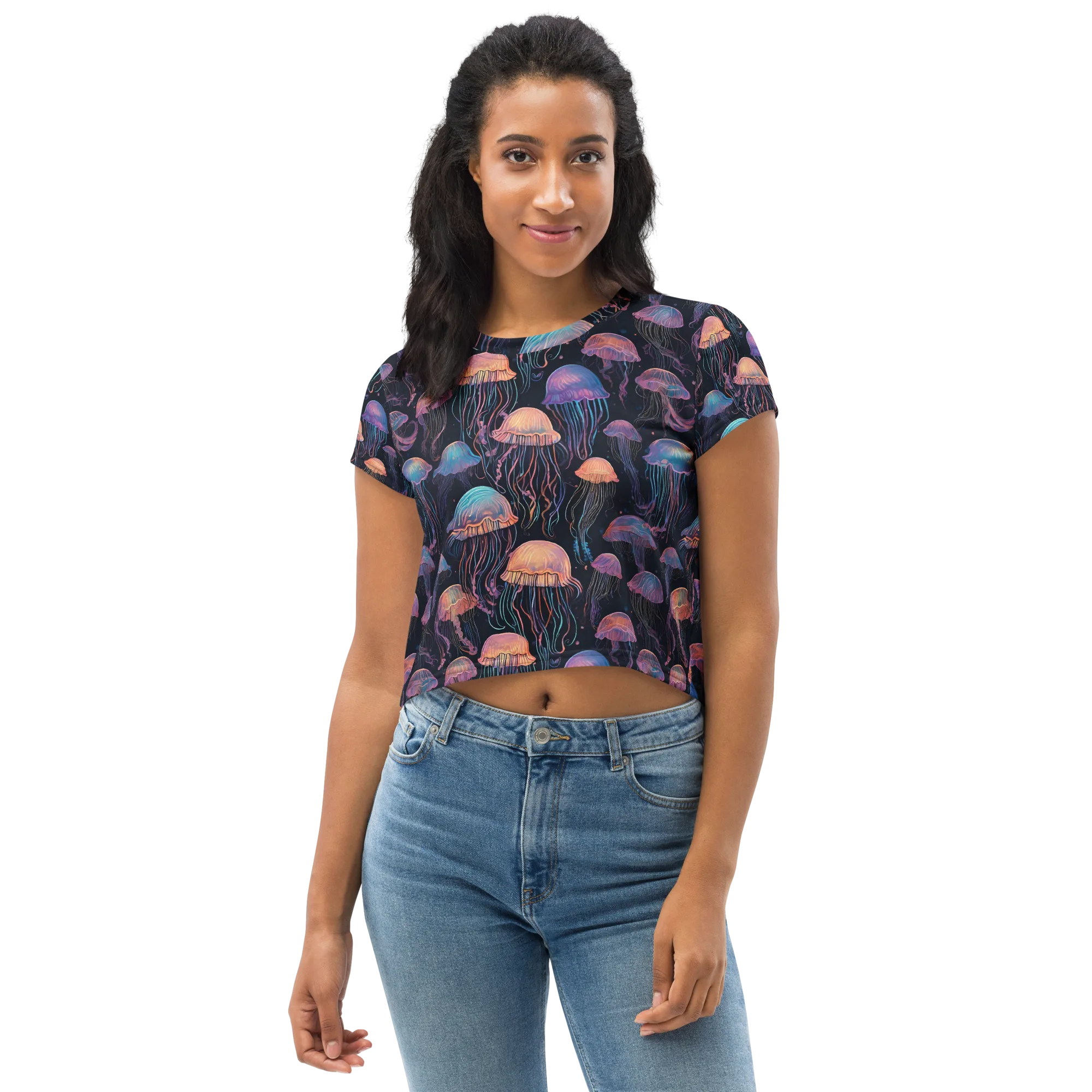 Luminous Medusa on Crop Tee — Front