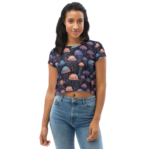 Luminous Medusa on a Crop Tee