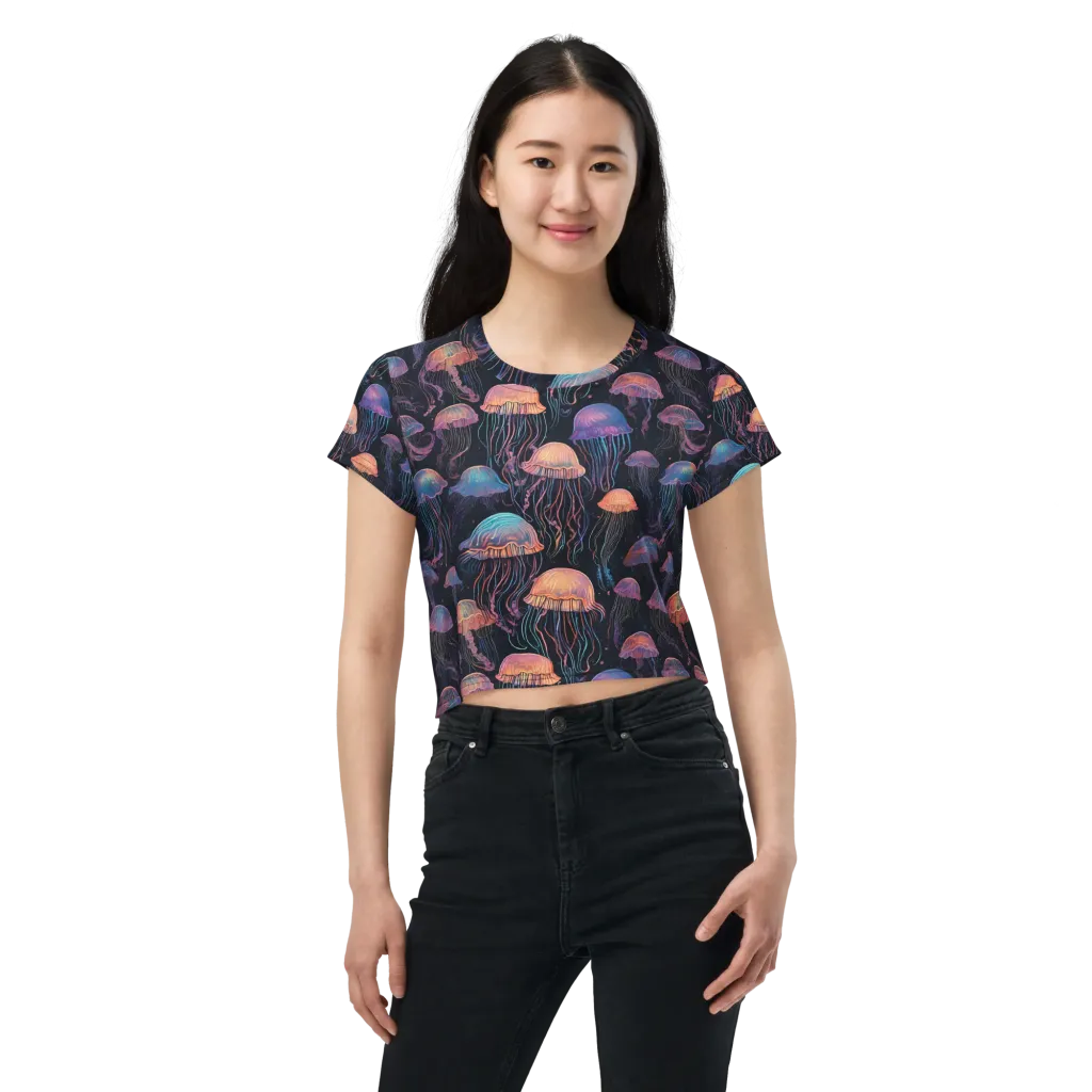 Luminous Medusa on Crop Tee — Front
