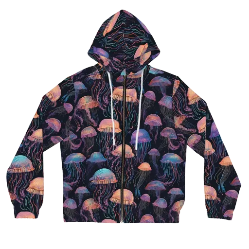 Luminous Medusa on a Women's Full-Zip Hoodie