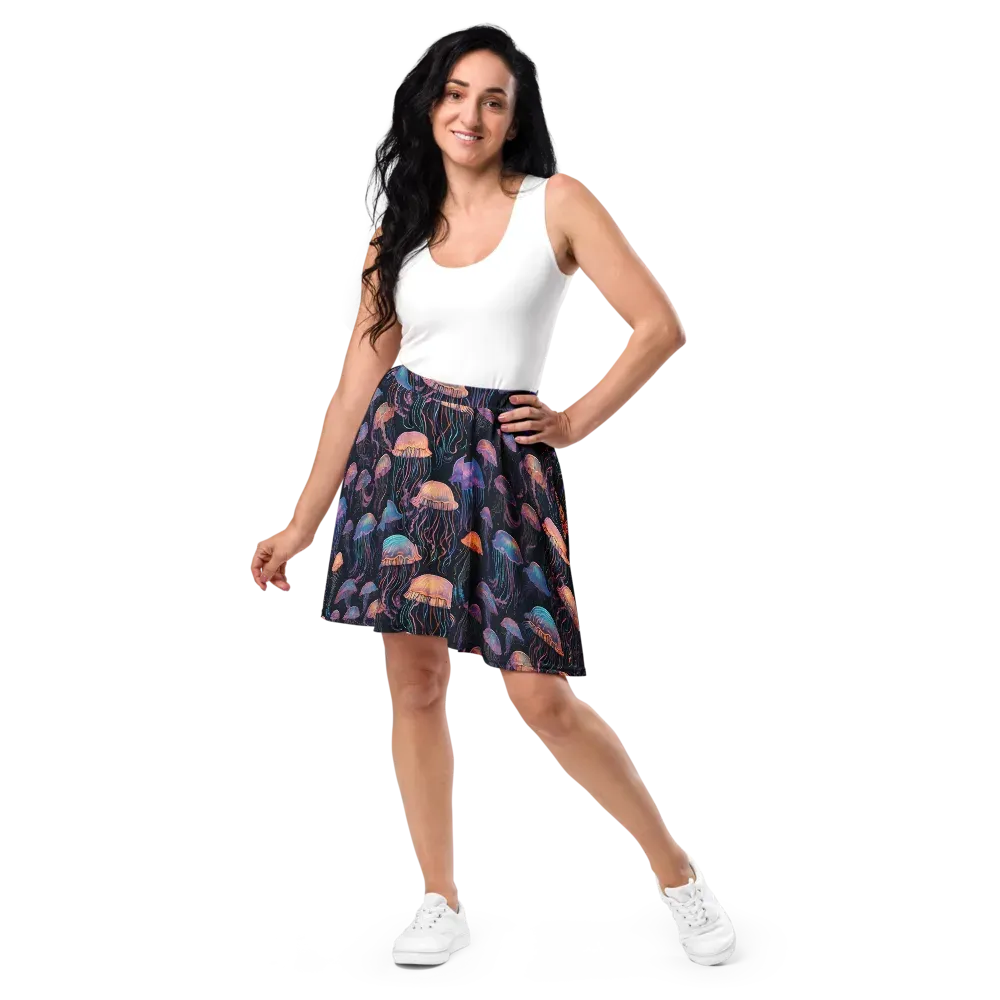 Luminous Medusa on Skater Skirt — Front