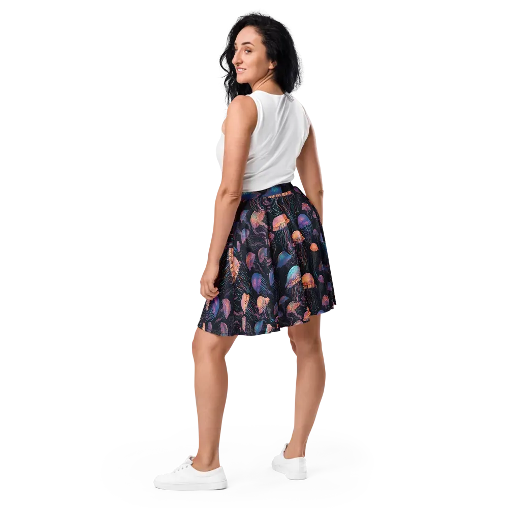 Luminous Medusa on Skater Skirt — Back