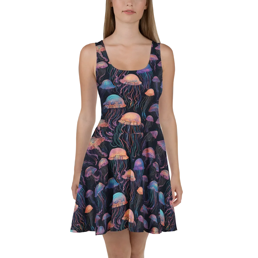 Luminous Medusa on Skater Dress — Front