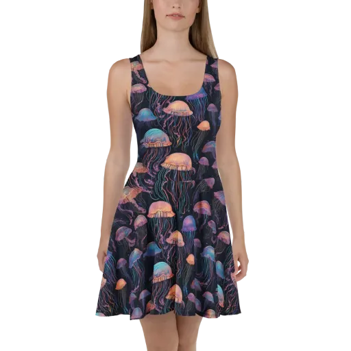 Luminous Medusa on a Skater Dress