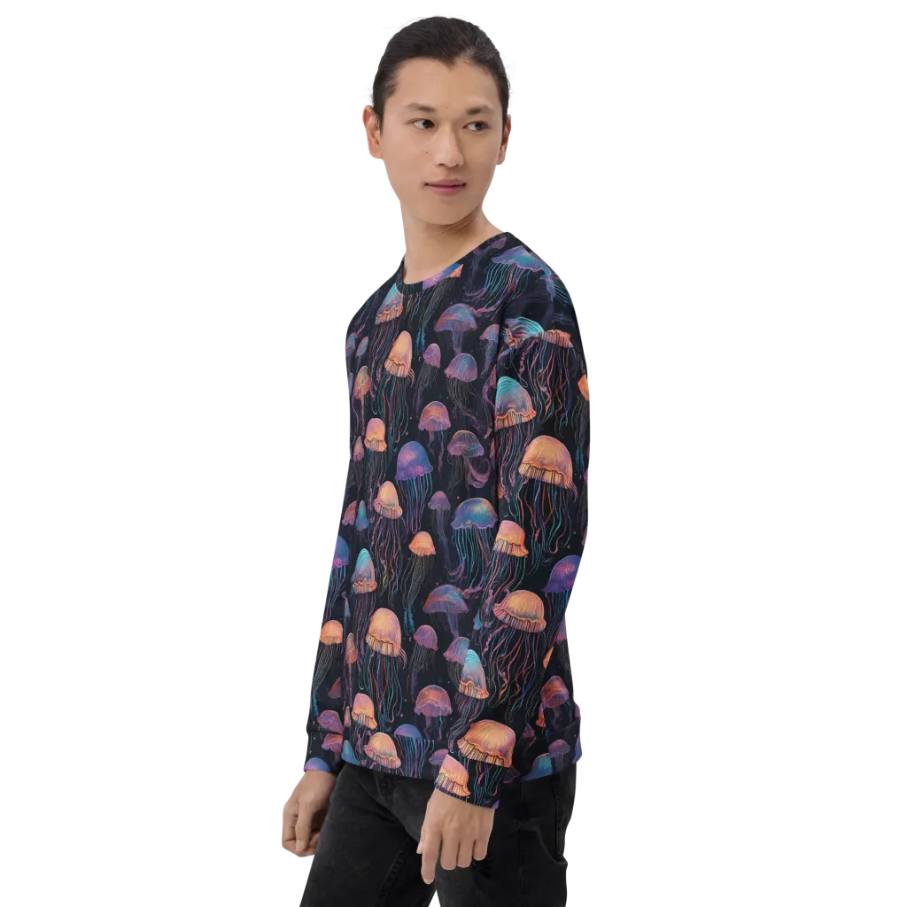 Luminous Medusa on Sweatshirt — Left Front
