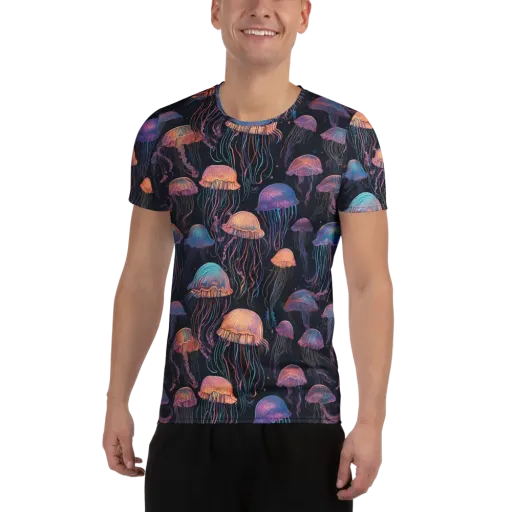 Luminous Medusa on a Men's Athletic T-Shirt