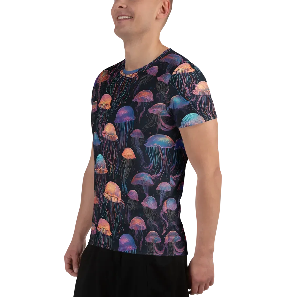 Luminous Medusa on Men's Athletic T-Shirt — Left