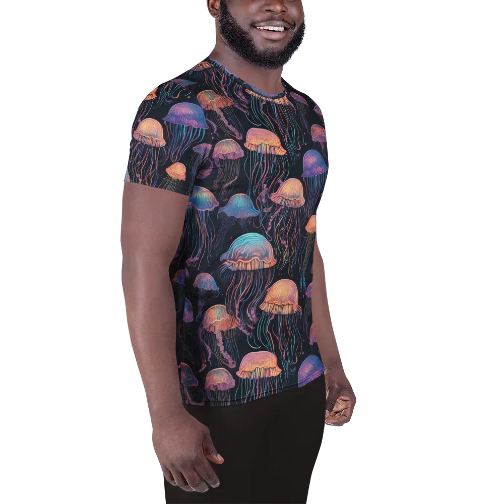 Luminous Medusa on Men's Athletic T-Shirt — Right