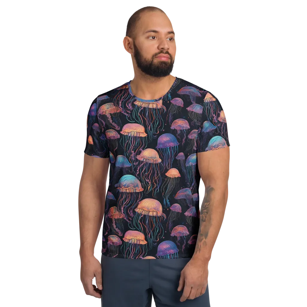 Luminous Medusa on Men's Athletic T-Shirt — Front