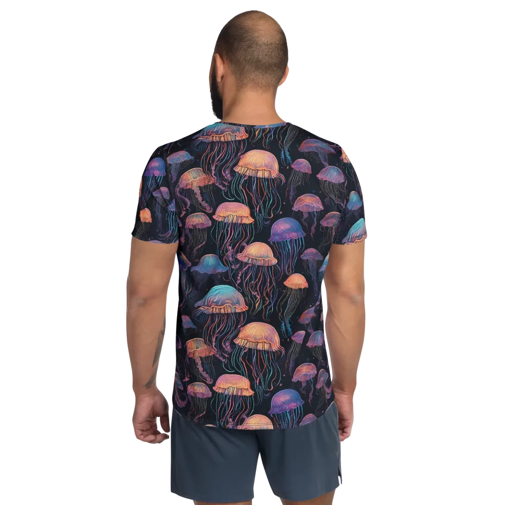 Luminous Medusa on Men's Athletic T-Shirt — Back