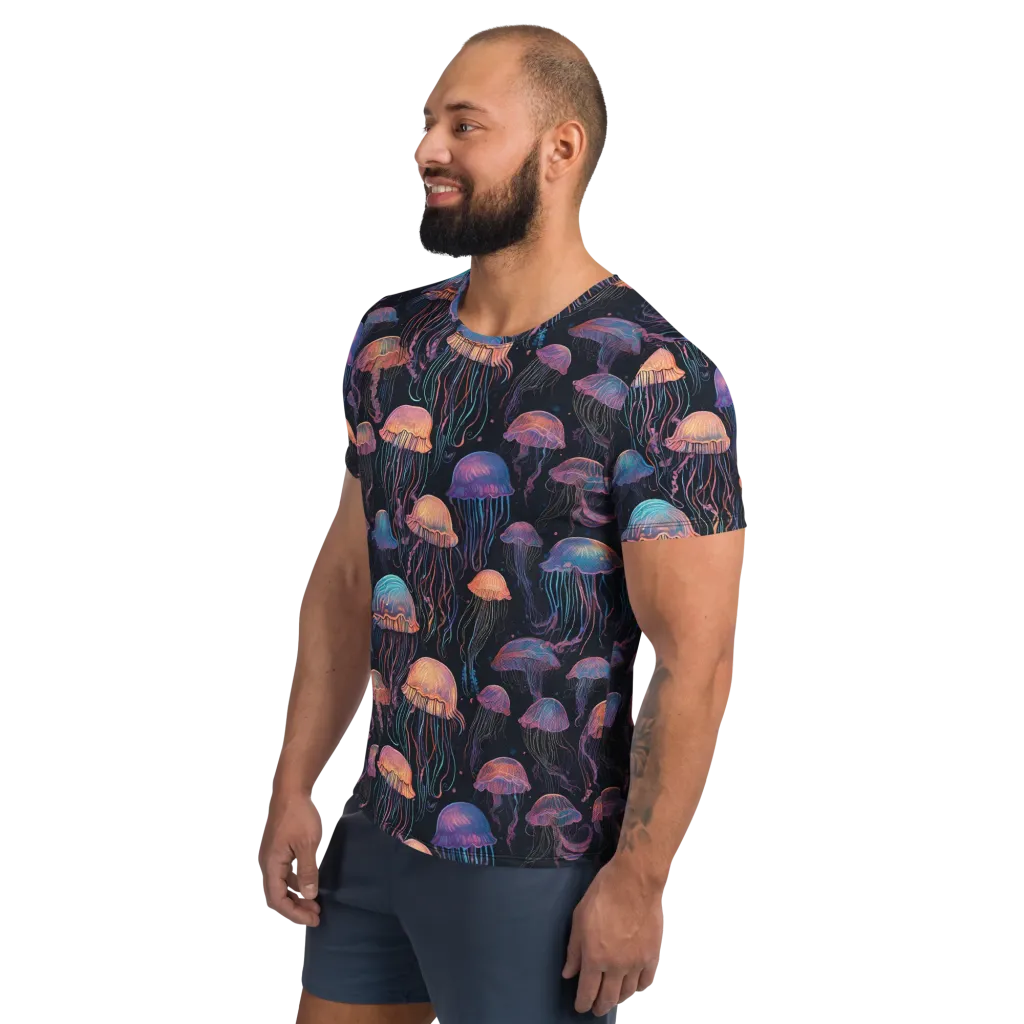 Luminous Medusa on Men's Athletic T-Shirt — Left