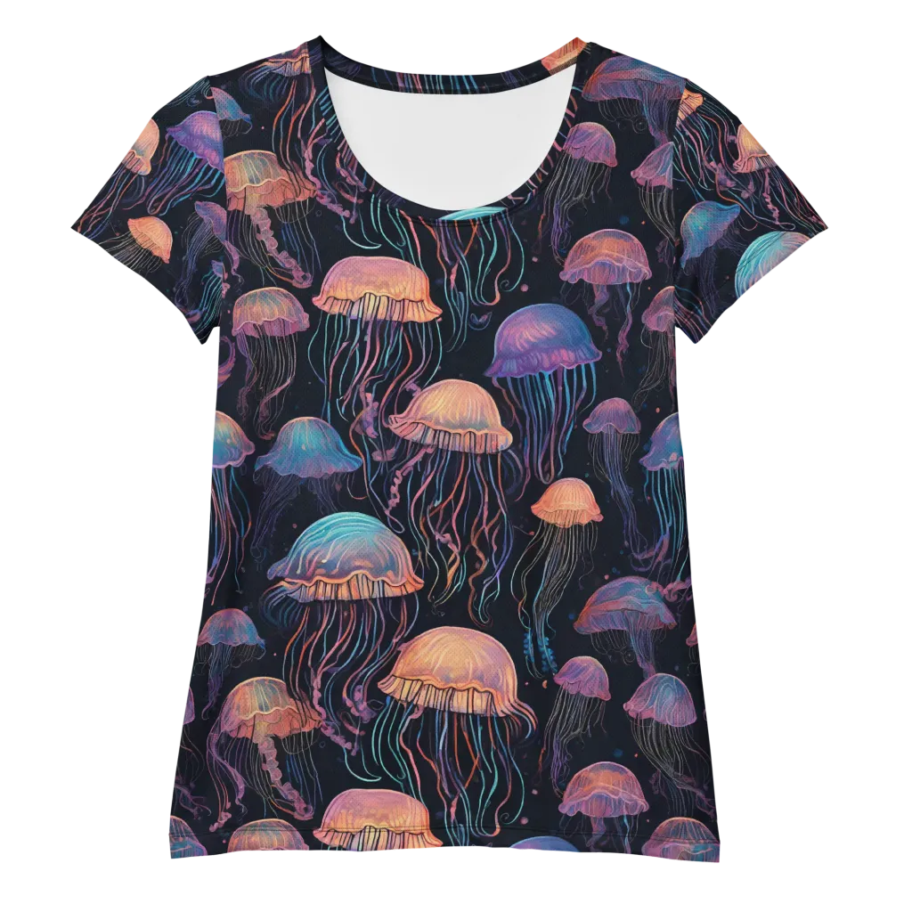 Luminous Medusa on Women's Athletic T-Shirt — Front