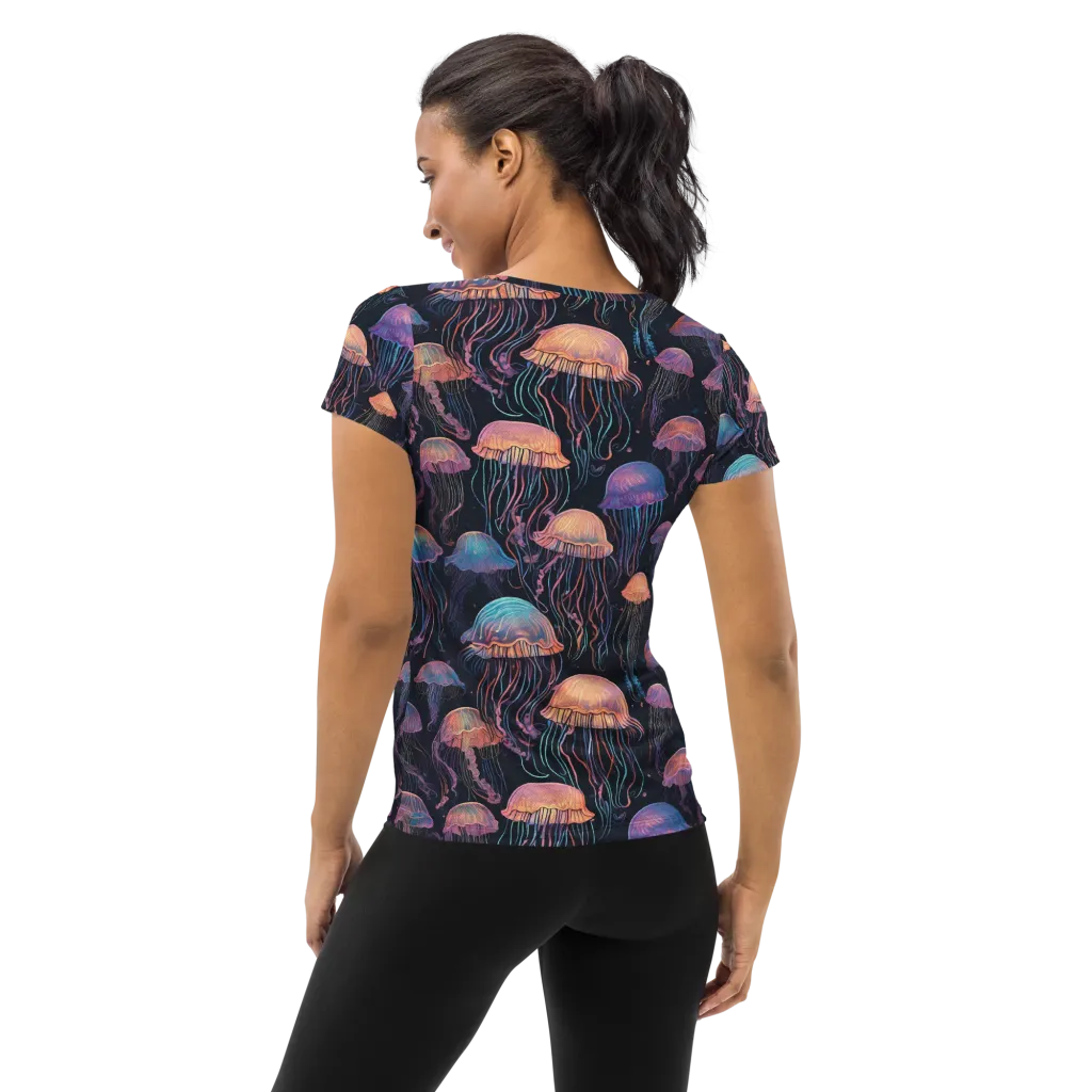 Luminous Medusa on Women's Athletic T-Shirt — Back