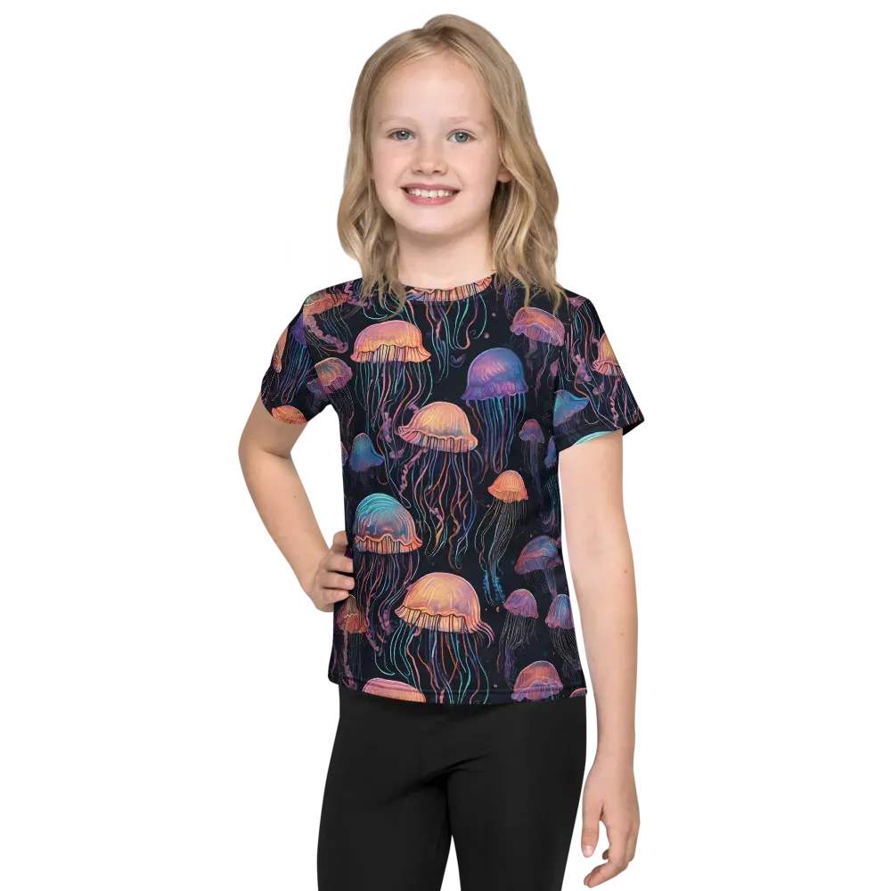 Luminous Medusa on Kids Crew Neck T-Shirt — Front