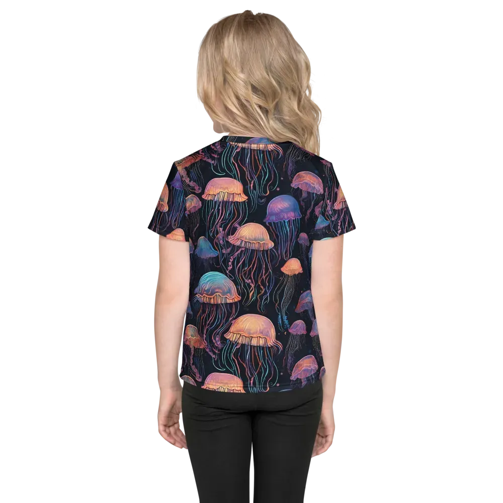 Luminous Medusa on Kids Crew Neck T-Shirt — Back