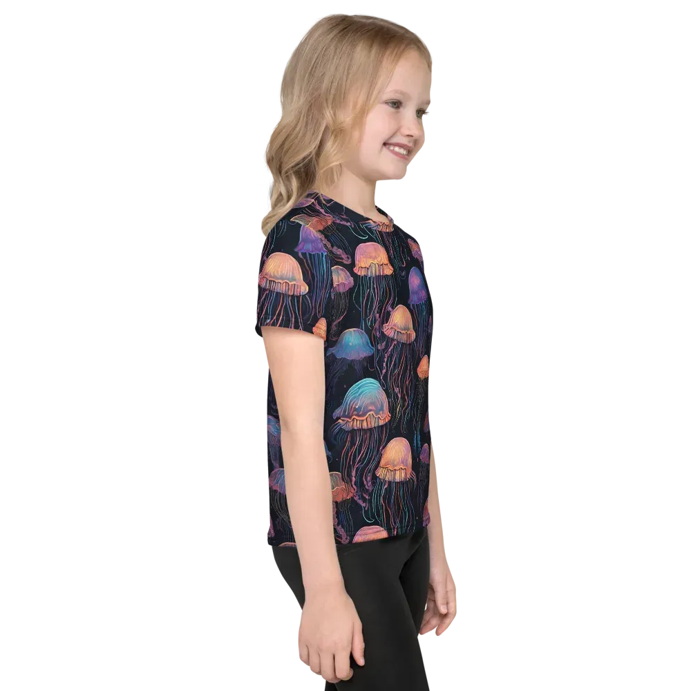 Luminous Medusa on Kids Crew Neck T-Shirt — Right