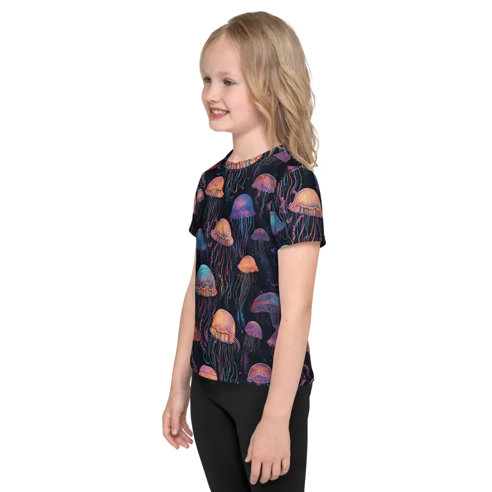Luminous Medusa on Kids Crew Neck T-Shirt — Left