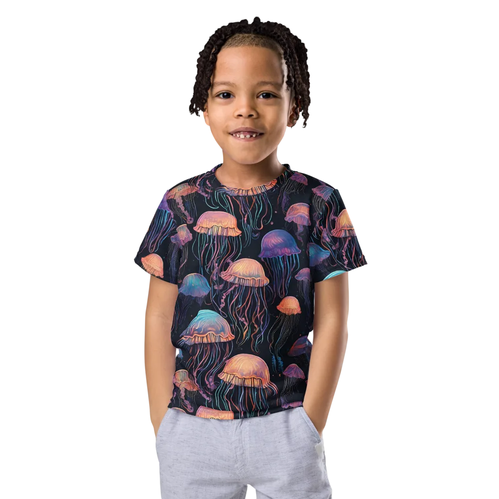 Luminous Medusa on Kids Crew Neck T-Shirt — Front