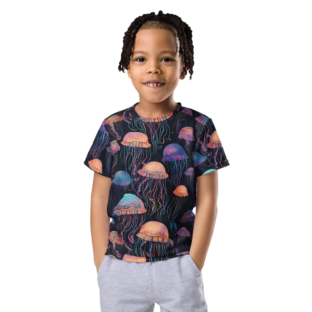 Luminous Medusa on Kids Crew Neck T-Shirt — Front