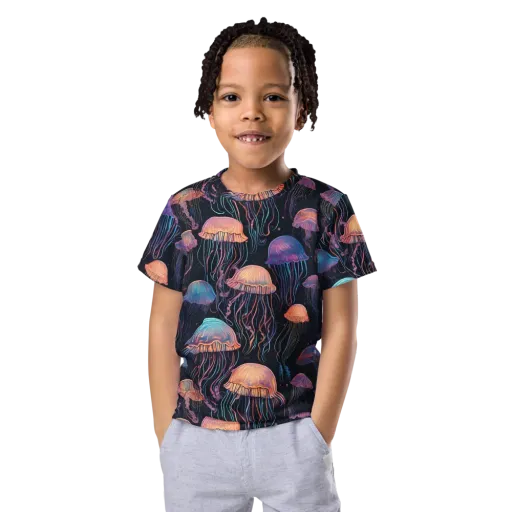 Luminous Medusa on a Kids Crew Neck T-Shirt