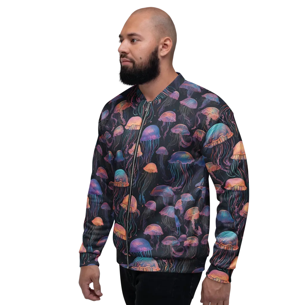 Luminous Medusa on Bomber Jacket — Left