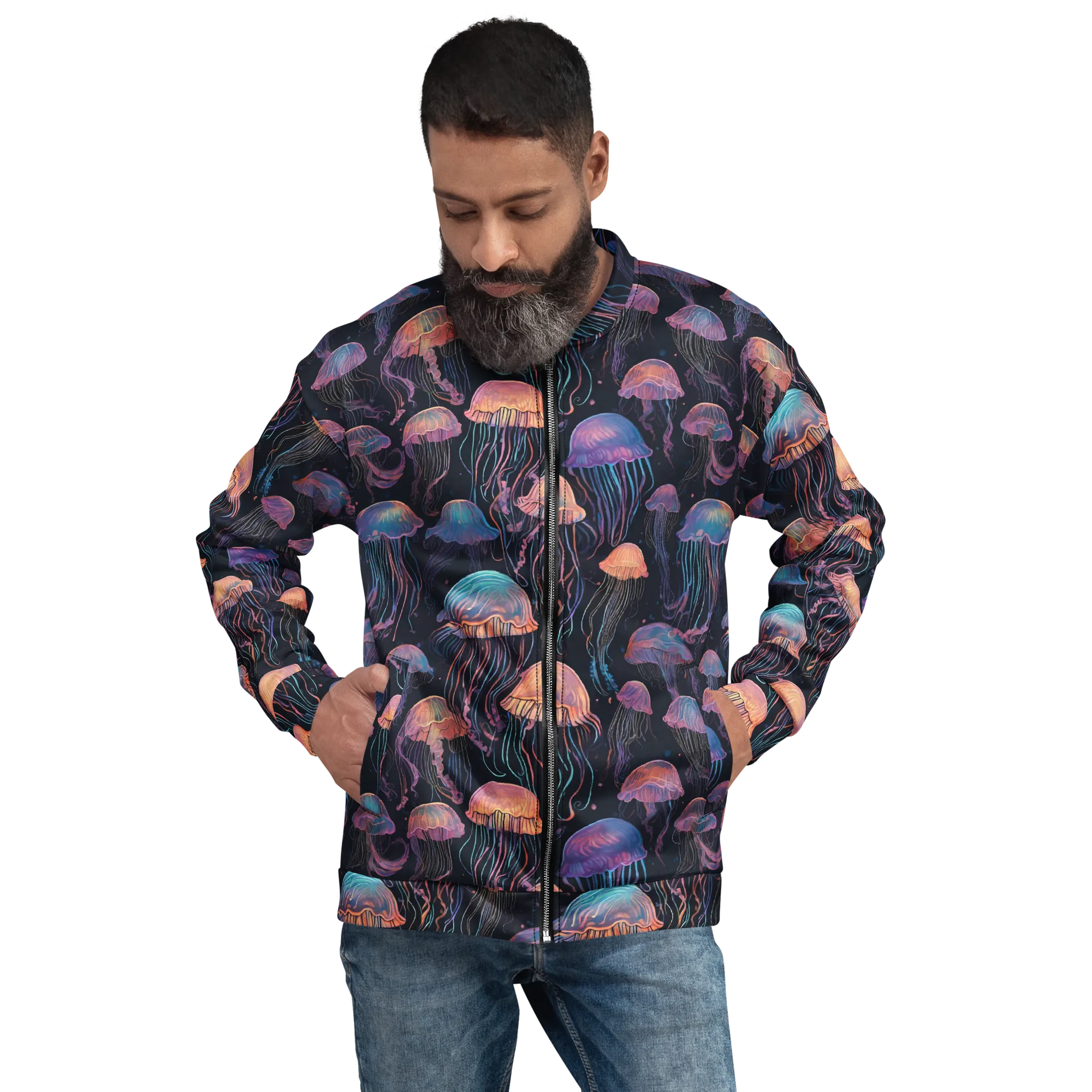 Luminous Medusa on Bomber Jacket — Front