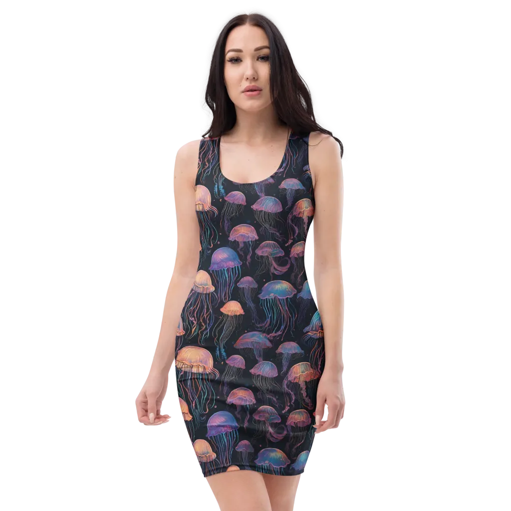 Luminous Medusa on Bodycon Dress — Front